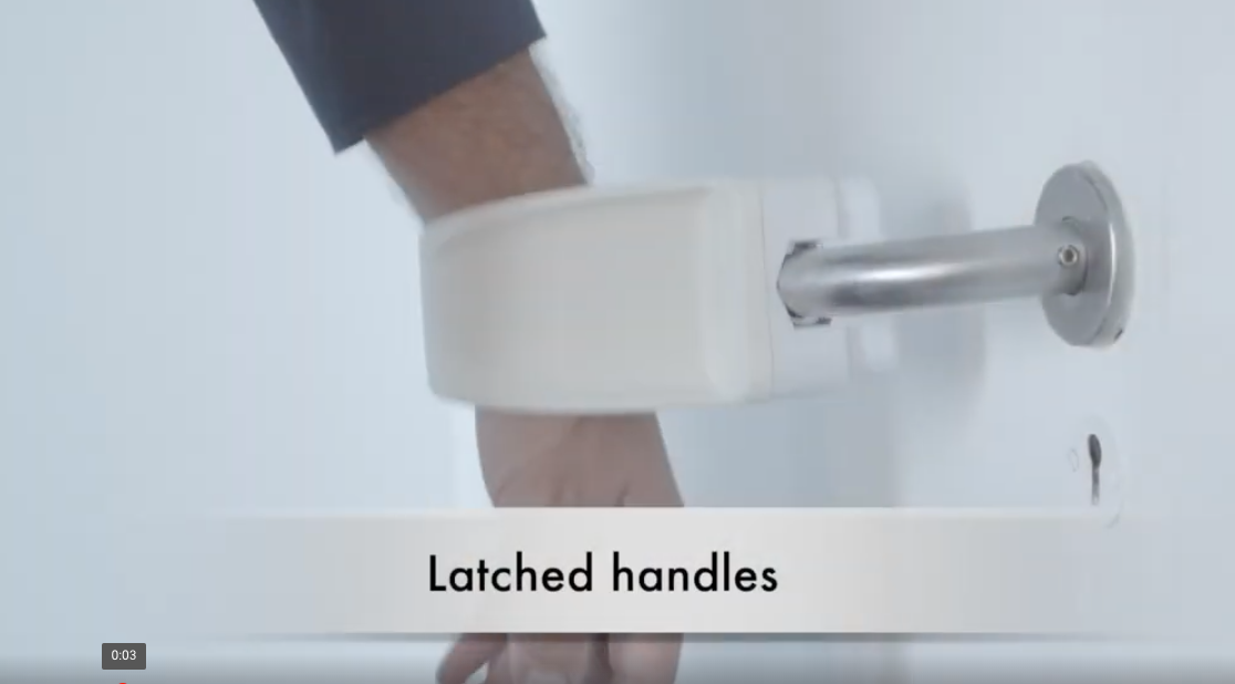 Hands-free door handle.